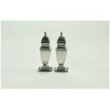Victorian Pair of Tapered Silver Peppere