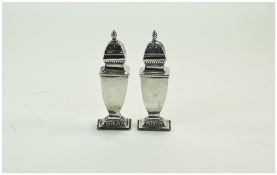 Victorian Pair of Tapered Silver Peppere