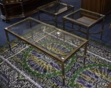 Set Of 3 Metal Framed Coffee Tables 2 Sq