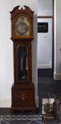 Edwardian Mahogany Longcase Clock, String Inlay To Case,
