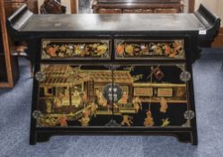 Modern 20thC Chinoiserie Decorated Side Cabinet In The Form Of An Alter Table,