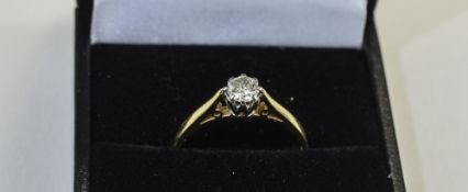 Ladies 18ct Gold Set Single Stone Diamond Ring,