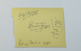 The Rolling Stones Autographs- 3 on page (1964) Liverpool-Mick Jagger, Brain Jones,