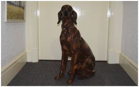 Italian Good Quality Ceramic Life size Figure of a Red Setter Dog Figure, In a Sitting Position. 32.