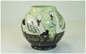 Moorcroft - Ltd and Numbered Edition Vase ' Swans and Cygnets ' Designer Sally Tuffin.