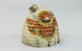 Clarice Cliff Handpainted Beehive Lidded Preserve Pot 'Rhodanthe' Pattern, circa. 1934, 3.