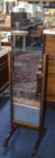 Oak Framed Floor Standing Cheval Mirror,
