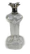 Edwardian Silver Collared 'Glug Glug' Glass Decanter By Martin Hall, Hallmark Sheffield 1902,