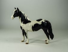 Beswick Horse Figure ' Pinto Pony ' - Piebald ( Black & White ) 2nd Version. Model Num 1373.