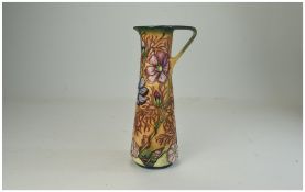 Moorcroft Modern Tubelined Jug / Vase, Stylised Floral Pattern. c.2000. Monogrammed W.
