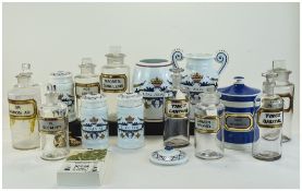 Apothecary & Pharmaceutical Interest, Collection Of Pottery And Glass Bottles,