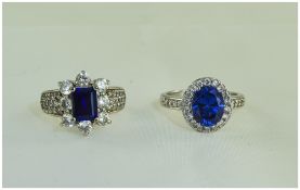 Ladies - QVC Silver / Stone Set Dress Rings of Excellent Quality. Fully Hallmarked. ( 2 ) In Total.