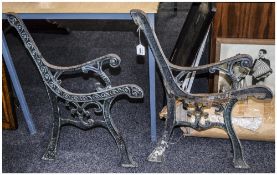 Pair Of Iron Garden Bench Ends.