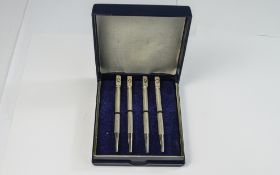 A Vintage Set Of Silver Cased Bridge Pencils, Marked Sterling Silver, Comprises: Hearts, Diamonds,