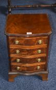 Modern Mahogany Chest Of Four Drawers, Shaped Front, Raised On Bracket Feet.