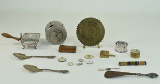 Collection Of Misc Oddments & Collectables, Comprising Trinket Box, Travelling Ashtray, Spoons,