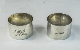 Edwardian Pair Of Silver Napkin Holders, Hallmark London 1905, Makers Walker & Hall,