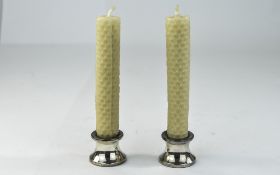 Elizabeth II Pair Of Silver Candlestick Holders,