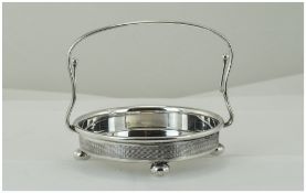 A Nice Quality Circular 1930's Sweetmeat Dish with Handle - Engine Turned Sides,