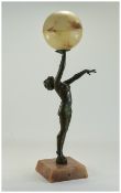 Art Deco - Fine Cold Painted Spelter Figural Table Lamp,