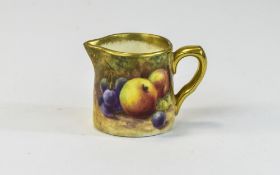 Royal Worcester Handpainted Minature Signed Jug 'Fallen Fruits' Stillife, Signed Price, Date 1943,