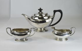 A Excellent Quality And Substantial Silver Plated 3 Piece Tea Set, Comprises: Teapot, Milk Jug,