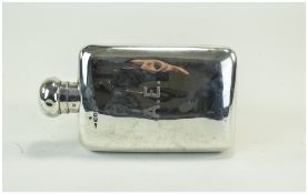 Mappin and Webb Silver Hip Flask of Plain Form and Hinged Top. Hallmark London 1919. 6.25 x 3.