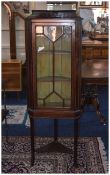 Edwardian Inlaid Mahogany Corner Cupboard, Astral Glazed Front With Two Shelves,