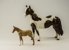 Beswick Animal Figure ' Pinto Pony ' - 2nd Version. Model Num 1373, Piebald. Designer A. Gredington.