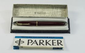 Parker Vintage Fountain Pen With 14ct Gold Nib, Complete With Original Box And Papers,