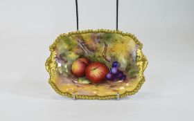 Royal Worcester Handpaited Trinket Dish/Bowl 'Fallen Fruits' Stillife, Signed Townsend, Date 1925,