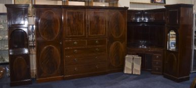 Late 19th Early 20thC Bedroom Suite Finished In Mahogany Comprising Triple Wardrobe,