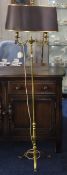 Mid 20thC Brass Twin Branch Standard Lamp With Shade,