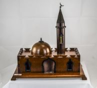 Early 20thC Fruit Wood Islamic Novelty Temple/Mosque Table Lighter Compendium Set The Turned Tower