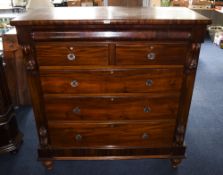 Mid Victorian Flamed Mahogany Chest Of Drawers,