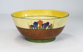 Clarice Cliff Hand Painted Footed Bowl ' Crocus ' Design. c.1929. Height 3.5 Inches & Diameter 7.