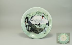 Moorcroft Limited And Numbered Edition Cabinet Plate 'Swans' Designer Sally Tuffin,