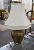 Modern Decorative Table Lamp, Slightly Planished Copper Base With White Shade.