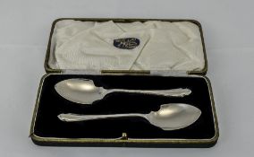A Boxed Pair Of Art Deco Jelly Spoons, Hallmark Sheffield 1938,