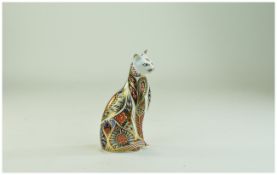 Royal Crown Derby Paperweight ' Siamese Cat ' Gold Stopper. Date 1996.