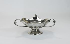 Edwardian Art Nouveau Silver 3 Handled Bowl With Shaped Reeded Borders, Hallmark Birmingham 1907,