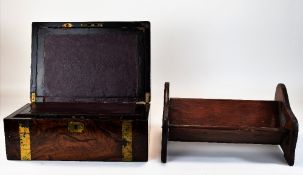 Late Victorian Walnut Travelling Writing Slope A/F Together With a Small Single Book Rack