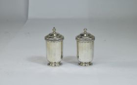 A Fine And Stylish Pair Of Silver Salt And Pepper Pots, Hallmark Birmingham 1964, Maker J.