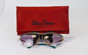 Paloma Picasso Pair Of Stylish And Delux Sunglasses, Complete With Red Rouch/Purse.