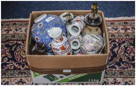 Misc Box Of Oriental Style Pottery & Collectables