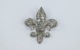 Early 20thC Diamond Fleur-De-Lis Brooch, Set Throughout with Old Round Cut Diamonds,