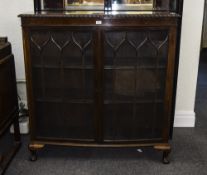 20thC Mahogany Display Cabinet, Slightly Bow Fronted, Astral Glazed Doors,