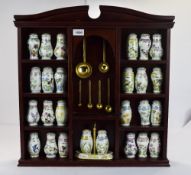Mahogany Finish Spice Rack Containing 26 Porcelain Containers. Produced By Lenox.