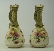 Ernst Wahliss Hand Painted Turn View Amphora Pair of Stylised Vases. c.