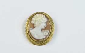 A Ladies 9ct Gold Mounted Cameo Brooch/Pendant, Fully Hallmarked And In Mint Condition, 1.